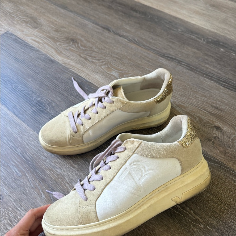 Women's Beige and White Sneakers